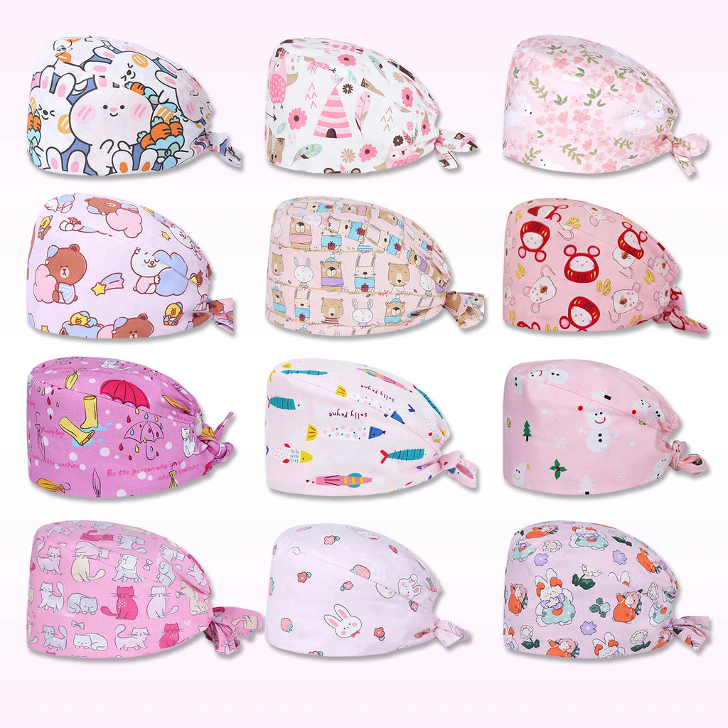Women's Working Hats Cotton Adjustable Medical Nurse Caps Beauty Salon SPA Doctor Scrub Hat M909