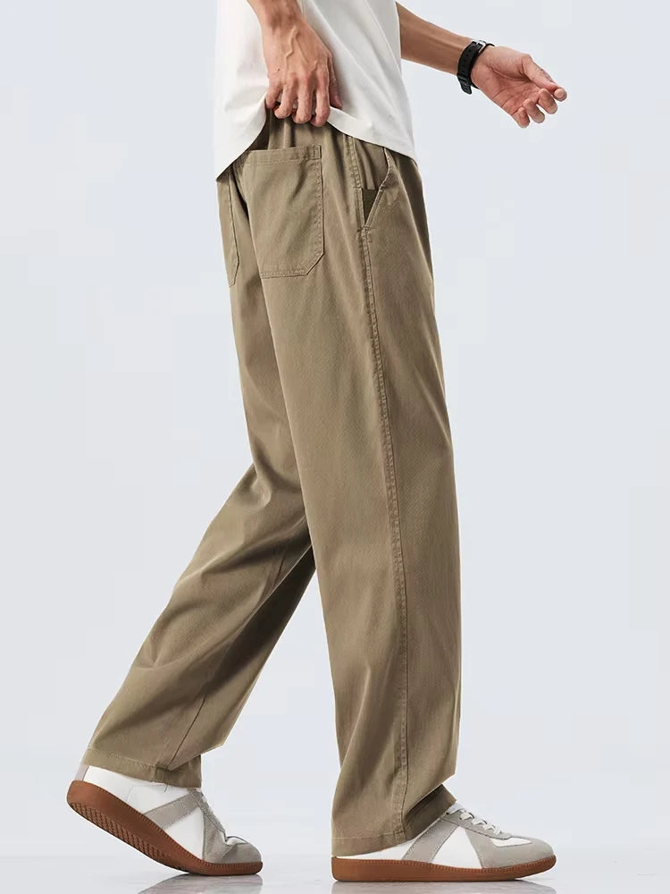 Lyocell Ultra-thin Ice Silk Trousers Men's Summer Loose Straight Cool Breathable Daily Sports Casual Trousers Fashion Korean