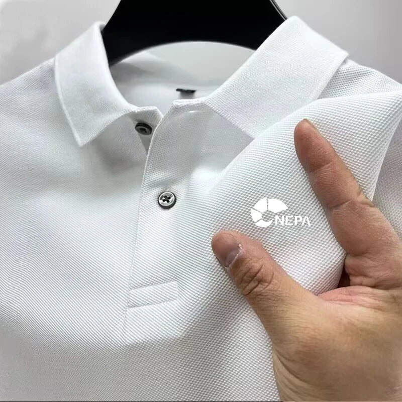 2026 Men's Reflective Polo Shirt, Color Button, Breathable, Casual, Fashionable, Business, Comfort, Summer, Shoes
