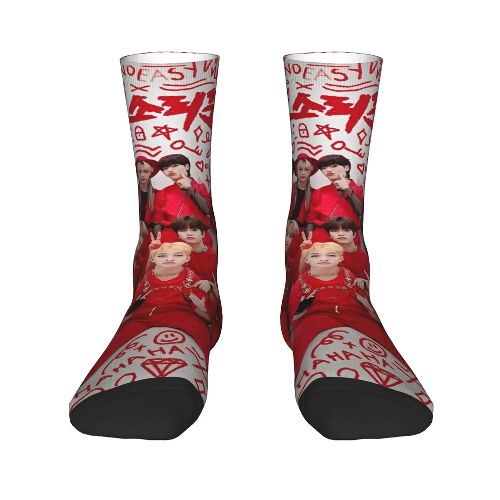 Stockings for Kids  Design Gothic Socks Autumn Socks KPOP S-Strays Band Hyunjin  Felix Bang Chan Men Outdoor Quality Socks
