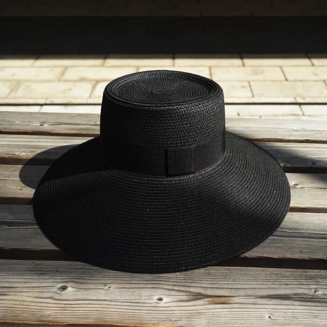 Floppy Black Straw Hats for Women Bucket Hat Summer Beach Hat Wide Brim Sun Hat Derby Travel Fedora Hat