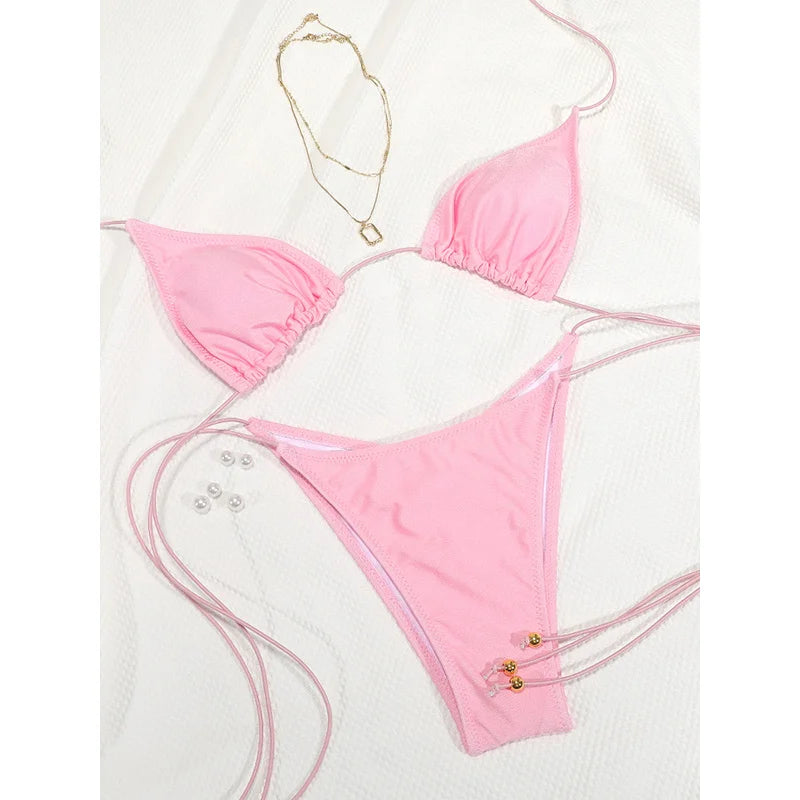 Bikinis Purple Swimwear Low Waist Bathing Suit Women's Swimming Suit 2024 Biquinis Two Pieces Suit Summer Beach Wear