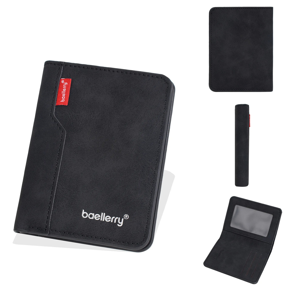 New Casual Two-Fold Men'S Wallet, Matte Pu Card Holder, Simple Vertical ID Card Case, Small Money Clip For Men