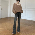 Low Rise Waist Bell Bottom Trousers Blue Pants for Woman Skinny Women's Jeans Flare Slim Fit Flared Baggy Stylish Summer Pant A