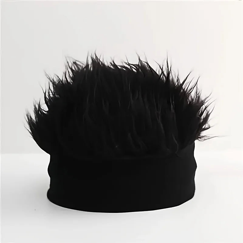 Novelty man's hairpiece hat, unique man's hairpiece knitted hat, hip-hop fashion snap-back hat, man's party cosplay accessory