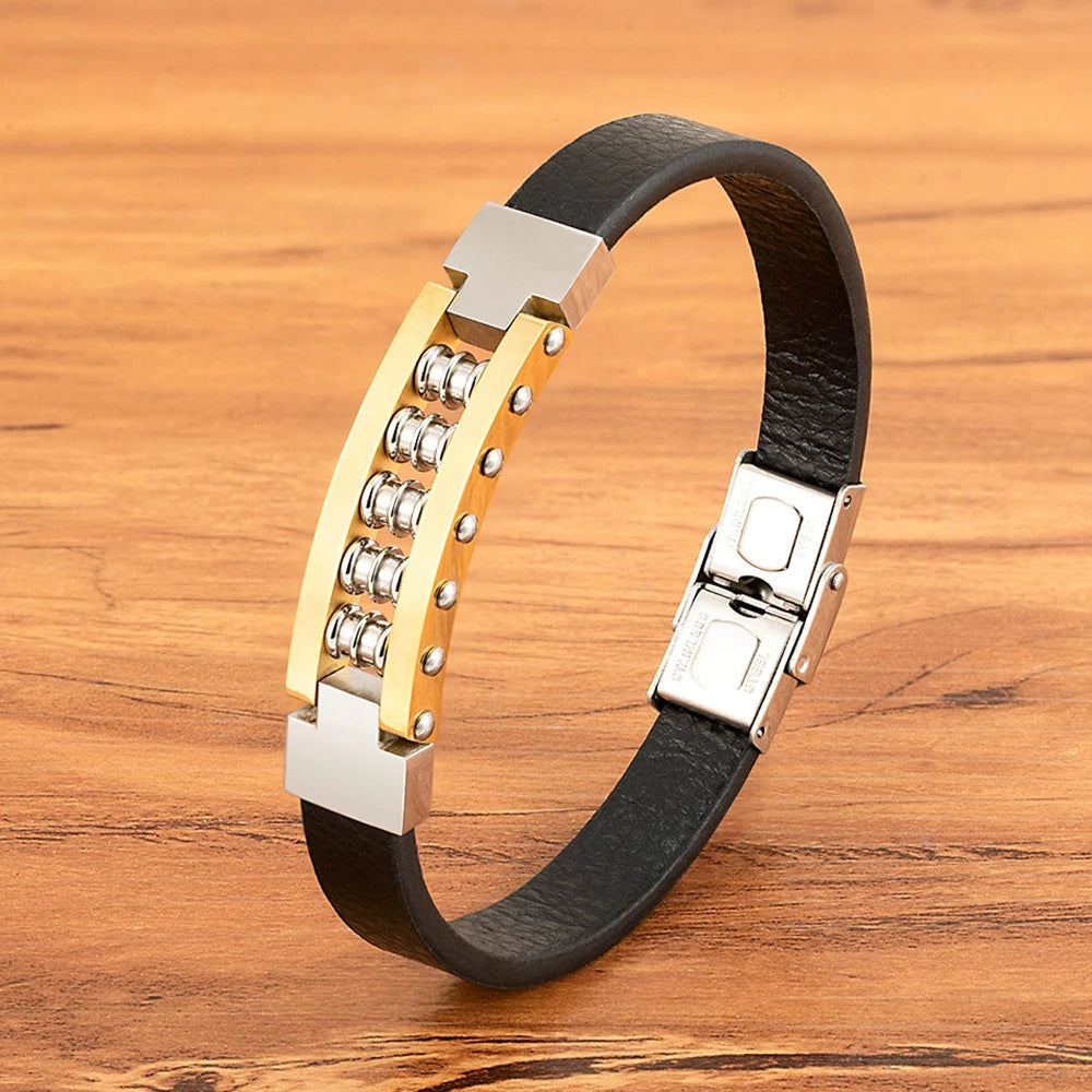 Trendy Leather Bracelets For Men Stainless Steel Bracelets for Male Hand-woven Jewelry Accessory Gifts Wholesale Dropshipping