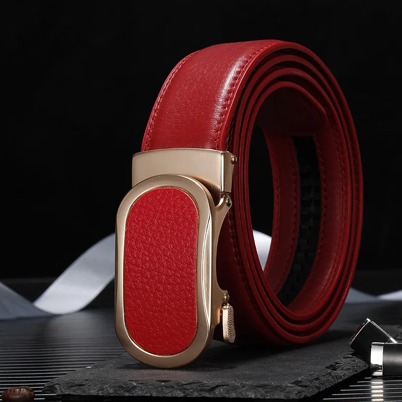 3.5CM multicolor Men Belts Automatic Buckle Belt Genune Leather High Quality Belts For Men Leather Strap Casual Buises for Jeans