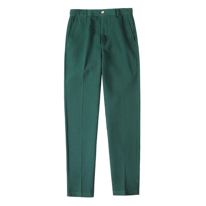Suit Pants Autumn Winter Fashion Waffle Dress Pants For Men Clothing Business Casual Slim Fit Men's Formal Trousers High Quality