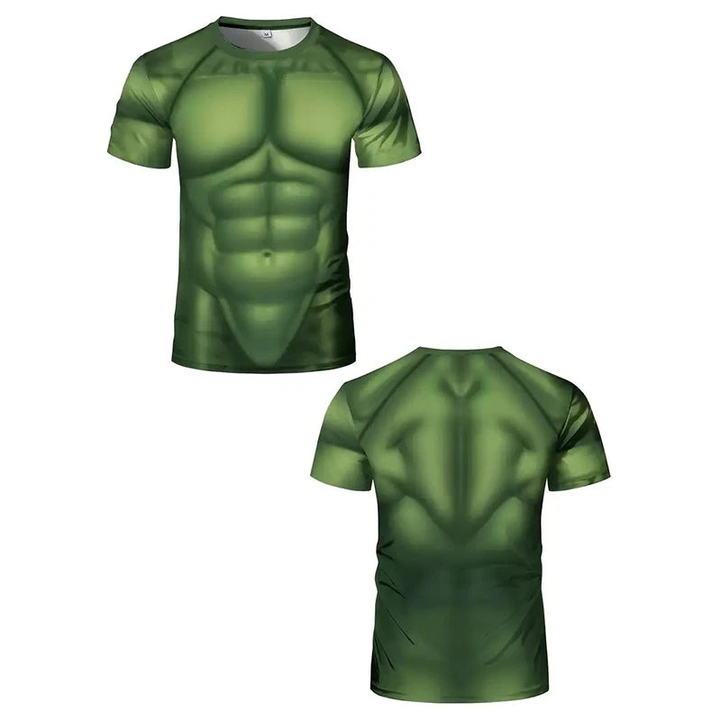 New Fashion Cosplay Muscular Man 3d Printed T-shirt Men's Summer Casual Short Sleeve Tough Guy Print Funny T Shirts Fitness GYM