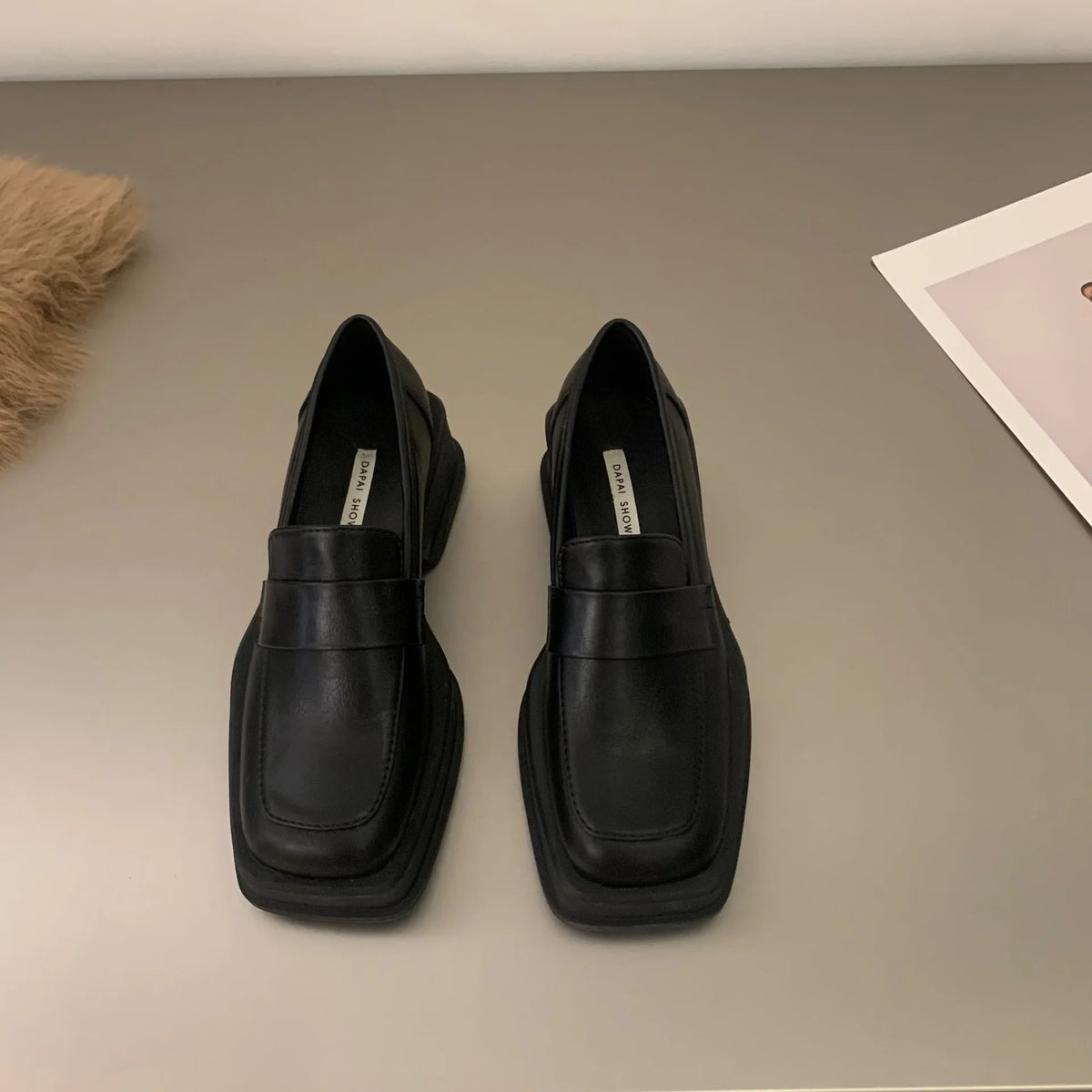 Women Luxury Loafers Fashion Square Toe Platform Moccasins Ladies Pumps Design Evening Party Heel Shoes Ladies Casual Solid Shoe