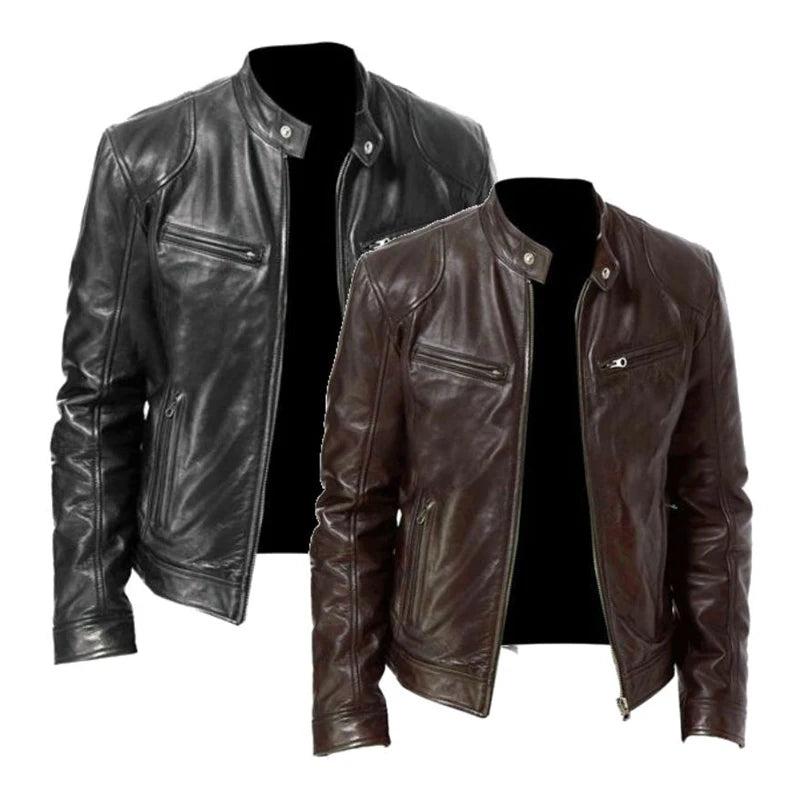New Leather Jackets Man Bomber Motorcycle Biker Pu Leather Coat Spring Casual Loose Fit Faux Jacket Anti-wind Leather Coat Male