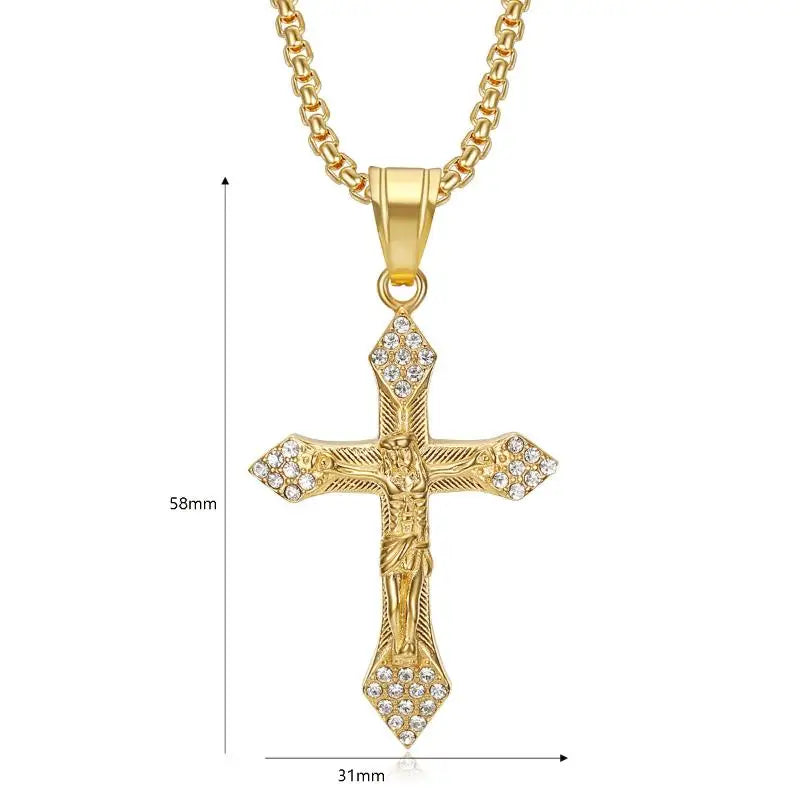 Cross Necklace For Men Jewelry Vintage Hip Hop Jesus Pendant Jewelry Religion Cross Pendants Choker Jewelry Prayer Gift