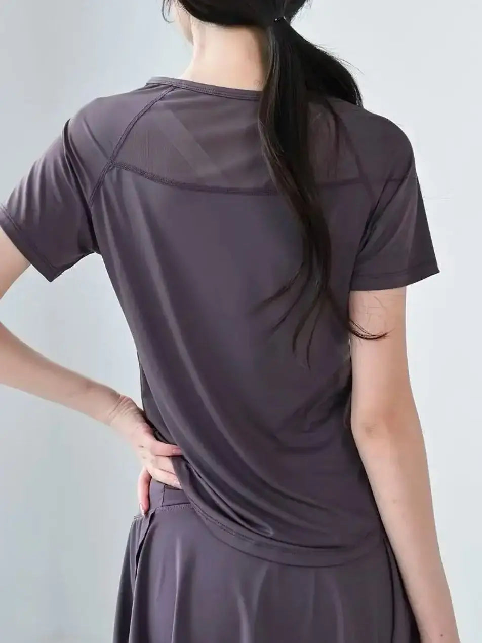 Sports T-Shirt for Women in Summer, Breathable, Sexy, Beautiful Back Fitness Wear, Quick-Drying Running Training Short-Sleeved Yoga Top