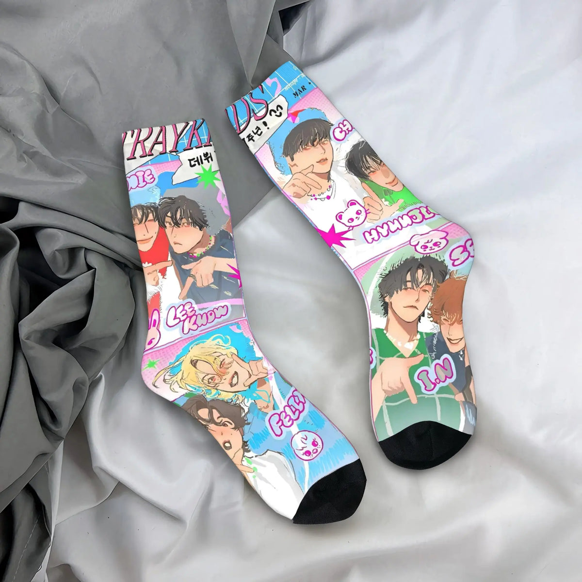 Stockings for Kids  Design Gothic Socks Autumn Socks KPOP S-Strays Band Hyunjin  Felix Bang Chan Men Outdoor Quality Socks