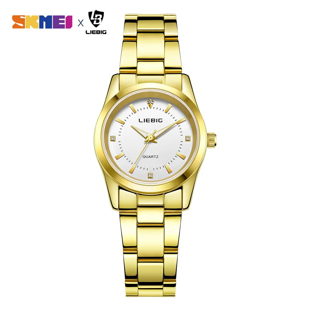 LIEBIG L4005 Fashion Golden Quartz Watches Women Luxury Full Steel Strap Waterproof Girls Wristwatch Ladies Clock Relogio Hombre