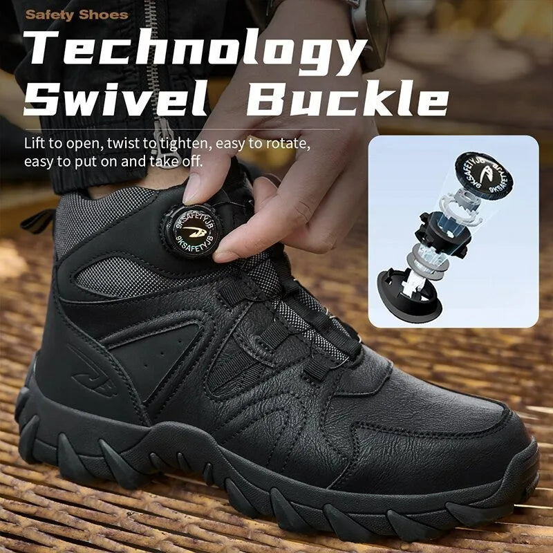 New Men's Safety Boots Work Boots Anti-smashing Anti-puncture Men Boots High Top Outdoor Safety Shoes Protective Steel Toe Shoes
