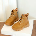 Children Ankle Boots Soild Color Retro Kids Short Boots Round Toes 2025 Autumn Winter New Boys Girls Leather Boots British Style