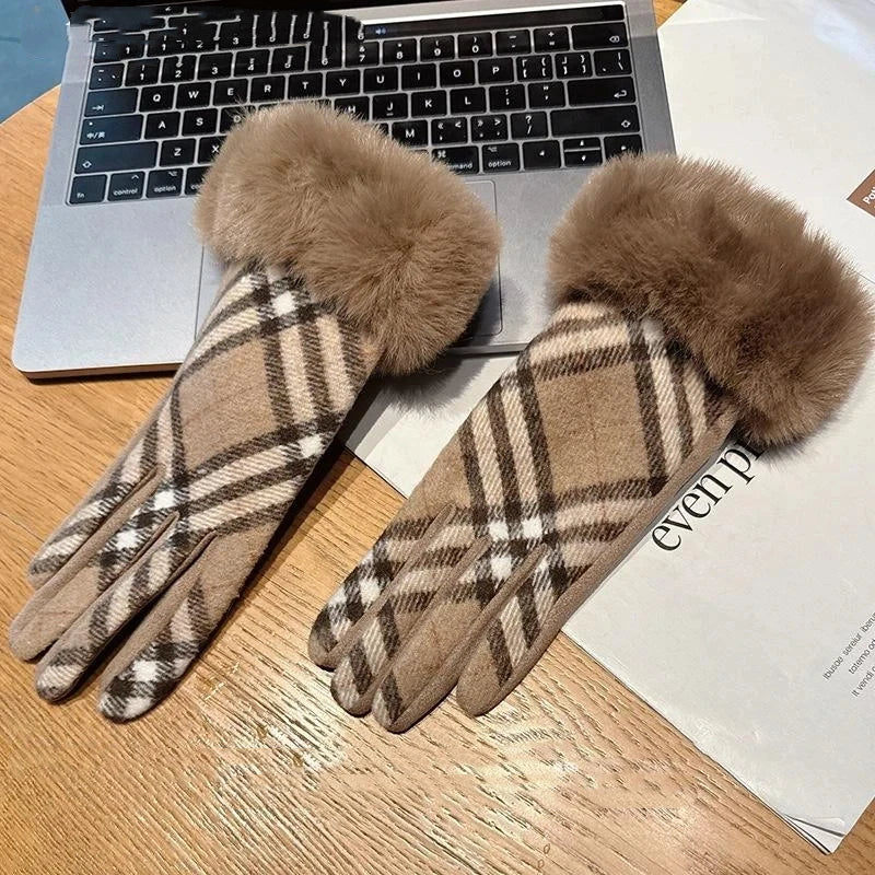 Women Winter Thick Plush Gloves Fashion Warm Windproof Outdoor Lady Touchscreen Driving Gloves Sports Cycling Mittens