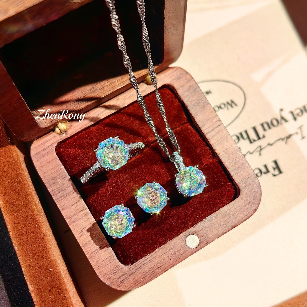 925 Sterling Silver Women Rings Necklaces Earrings Pendants Inlaid Colorful Diamonds Yellow Diamonds Jewelry