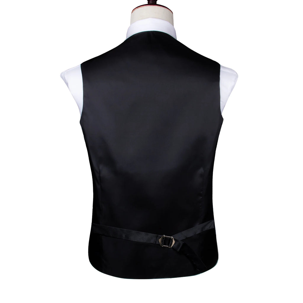Hi-Tie Navy Paisley Dress Vest Set For Men Dark Blue Jacquard Men's Suit Vest Male Waistcoat For Wedding Formal Jacket