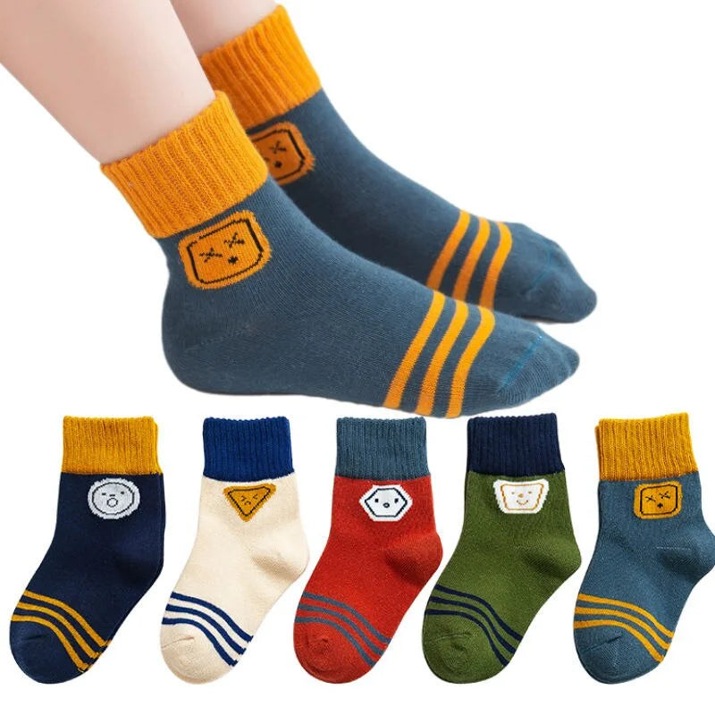 5 Pairs Baby Children's Socks Cartoon Spring Autumn Animal Kids Sock Girls Cute Boy Toddler Socks 1-12 Years