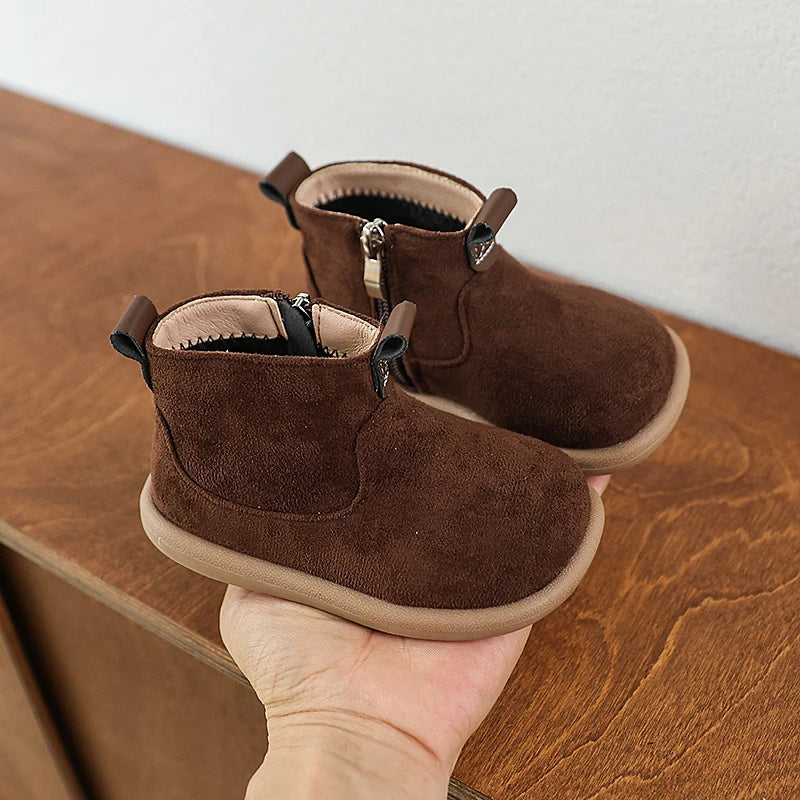 Baby Boys Girls Boots Autumn Winter Children Casual Shoes Outdoor Anti-slip Infant Shoes Oxford Suede Plush Kids Ankle Boots