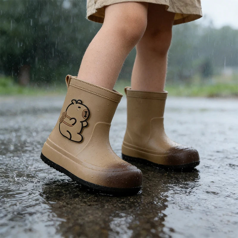 Kids Rain Boots Cartoon Waterproof Rubber Shoes Anti-slip Outdoor Rain Footwear for Boys Girls Ages 3-12
