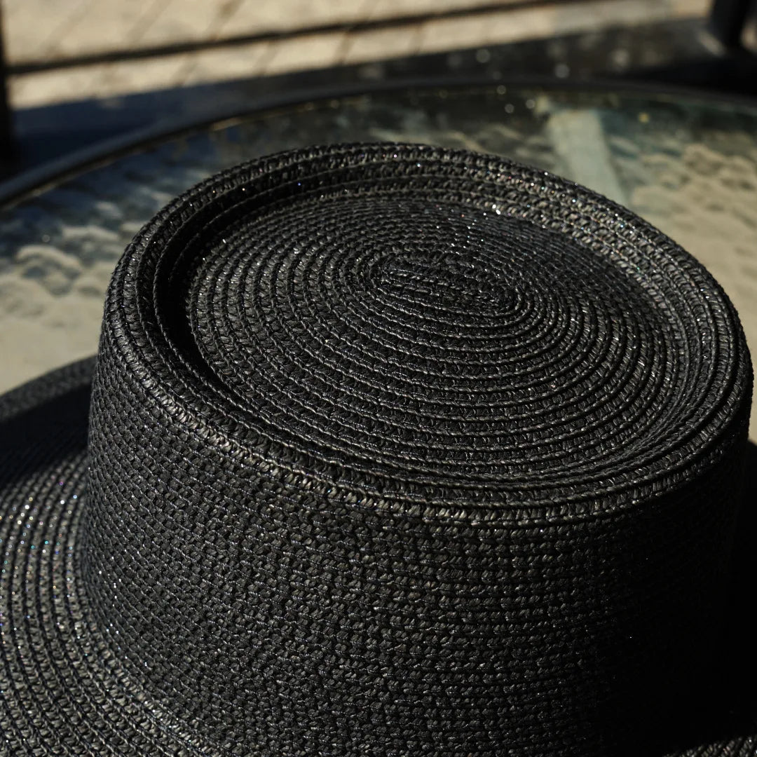 Floppy Black Straw Hats for Women Bucket Hat Summer Beach Hat Wide Brim Sun Hat Derby Travel Fedora Hat