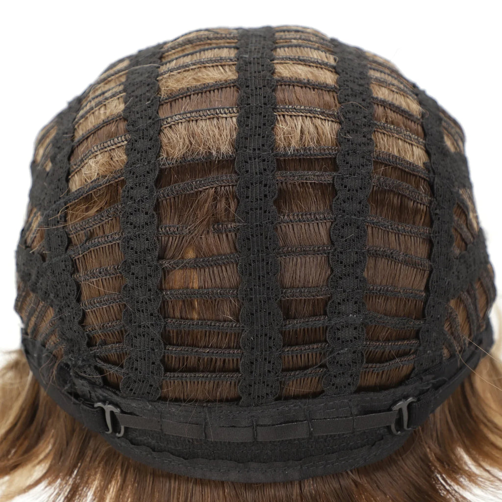 MSIWIGS Short Wavy Synthetic Cut Wigs For Women Daily Wear Africa American Brown Fake Hair