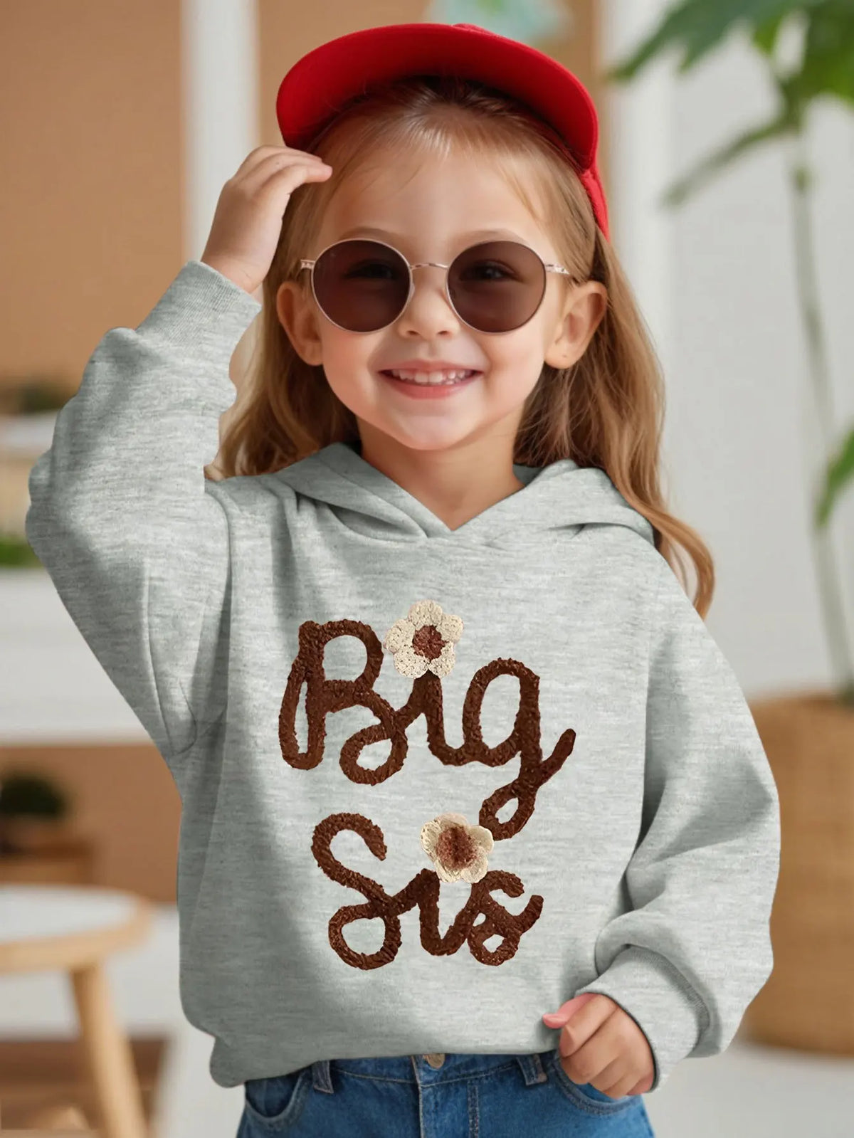 Kids' Hoodie with Large Floral Letter Print, Cute Fashion Casual Sweatshirt for Girls, Spring/Fall Wear