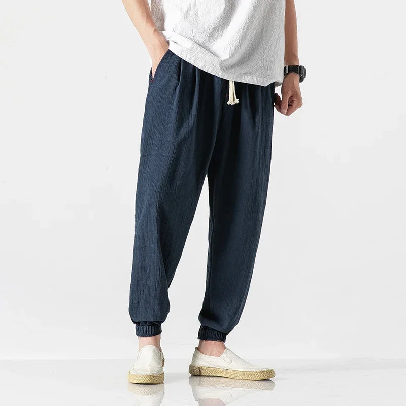 Japanese-Style Retro Streetwear 2020 Summer Men Cotton Linen Sweatpants Trousers Men Casual Harem Pants Breathable Men Joggers