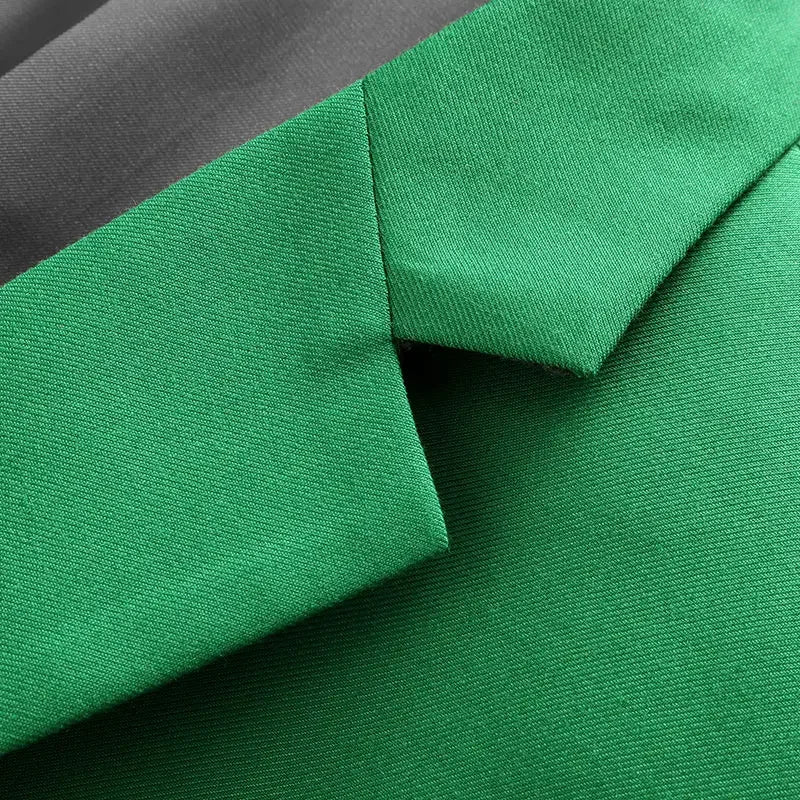 Green Men's Suit Jacket, Single Button V-neck Dress Coat, Fashion Men Slim Blazer, Suitable for All Seasons Terno Masculino