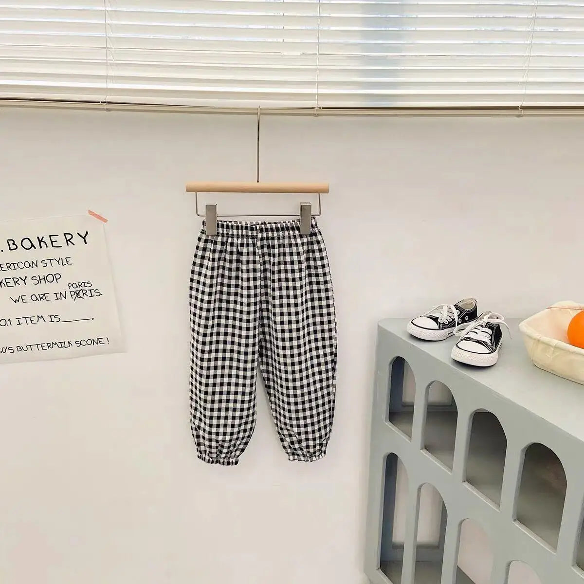 Summer Plaid Mosquito Proof Pants Outdoor Wear Baby Girls New Style Fashion Casual Loose Harlan Pants Children Thin Trousers