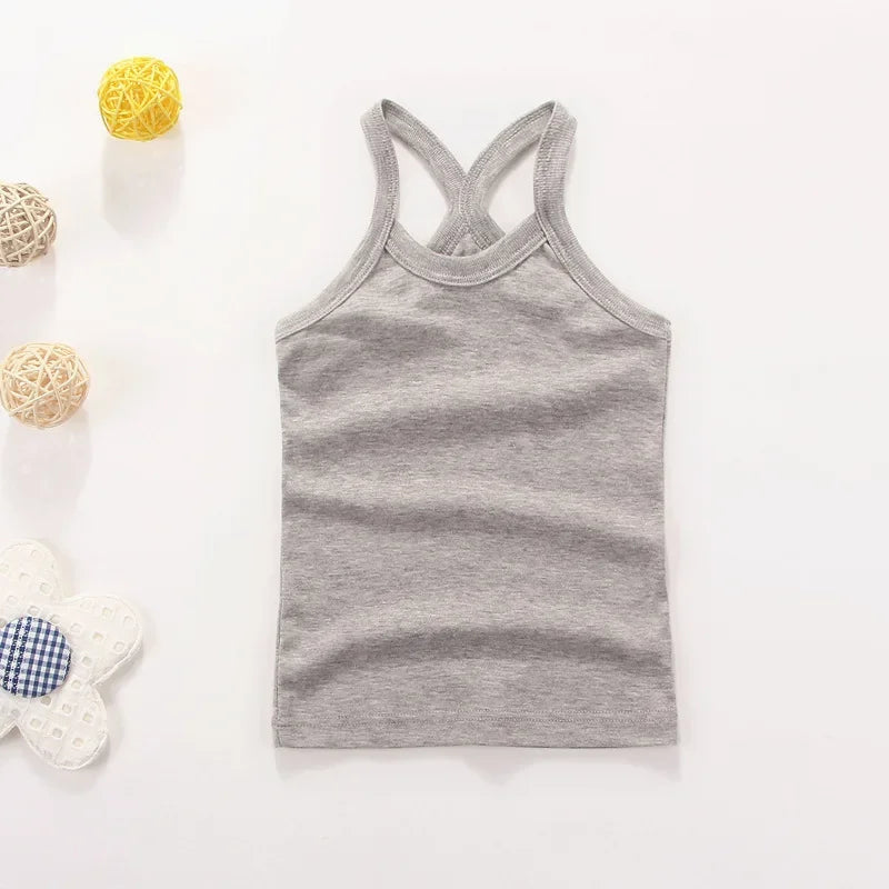 Kids Baby Boys Vests T-shirts Children Summer Vest Top Outfit Kid Boy Girl Solid Tops Clothes Cotton Tees Black Playsuits