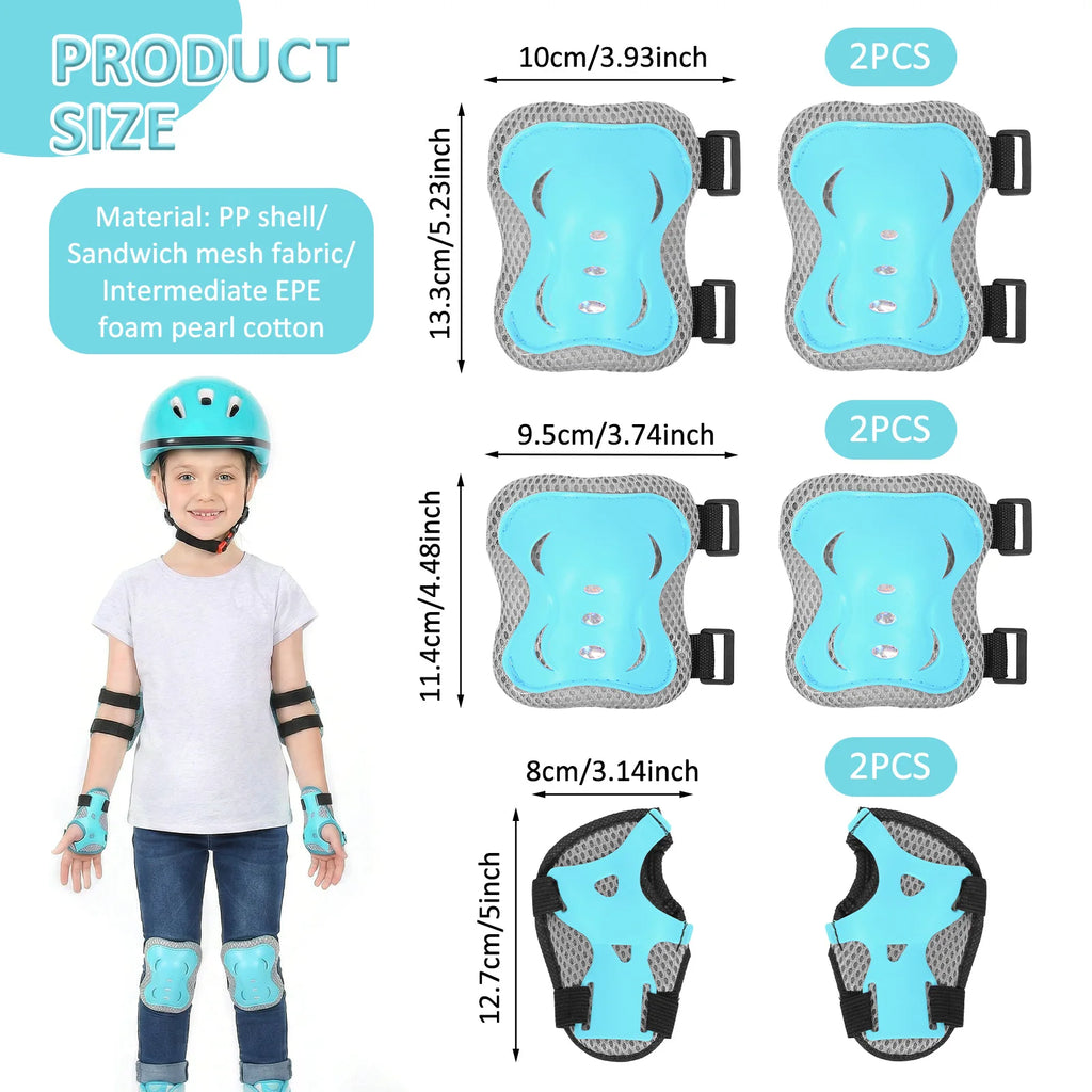 6Pcs Kids Knee Pads and Elbow Pads Wrist Guards Protective Gear Set for Bike Bicycle Cycling Skateboard Skating Sports Scooter