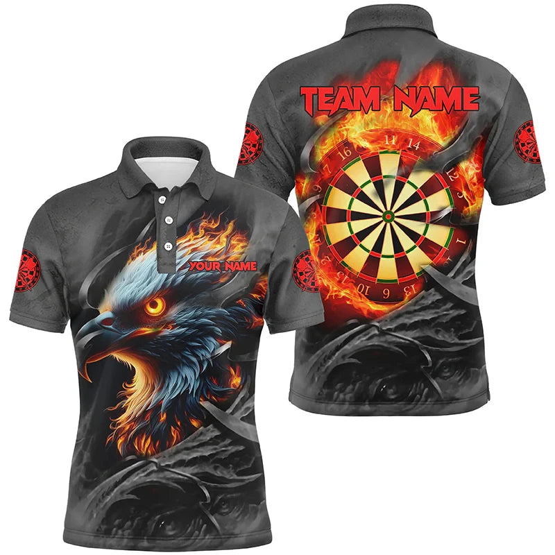Mens Custom Name Darts Graphic Polo Shirts Fashion Trend 3D Printed Short Sleeve Polo Shirt Casual Oversized Breathable Tees