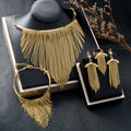 Women's Four Piece Jewelry Set Geometric Retro Y-Shaped Bead Tassel Pendant Elegant Collar for Banquets