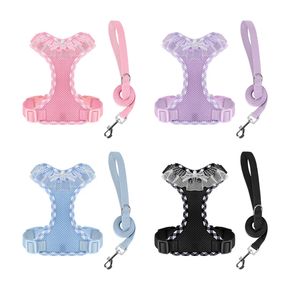 New Dog Harness and Leash Set Pet Accessories Dog Harness Small Dogs French Bulldog Pug Pug Bichon Frise Puppy Chest Collar