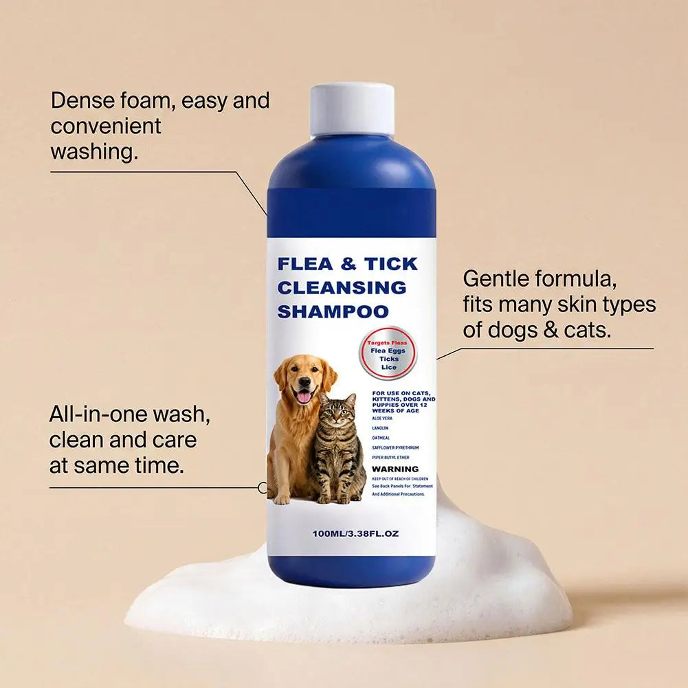 Pet Flea Tick Cleansing Shampoo Effectively Remove Parasites Gentle Smooth Cleaning Deworming Remover Cats Dogs