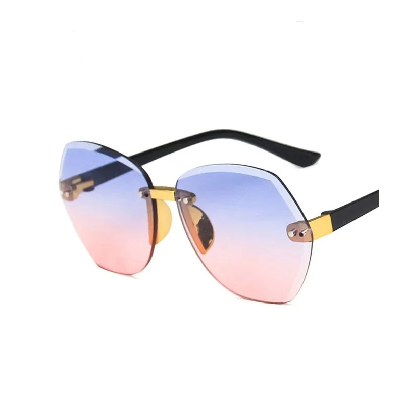 New Fashion Sunglasses for Kids Punk Oversize irregular Frameless Polygon UV400 Glasses Children Oculos De Sol Masculino