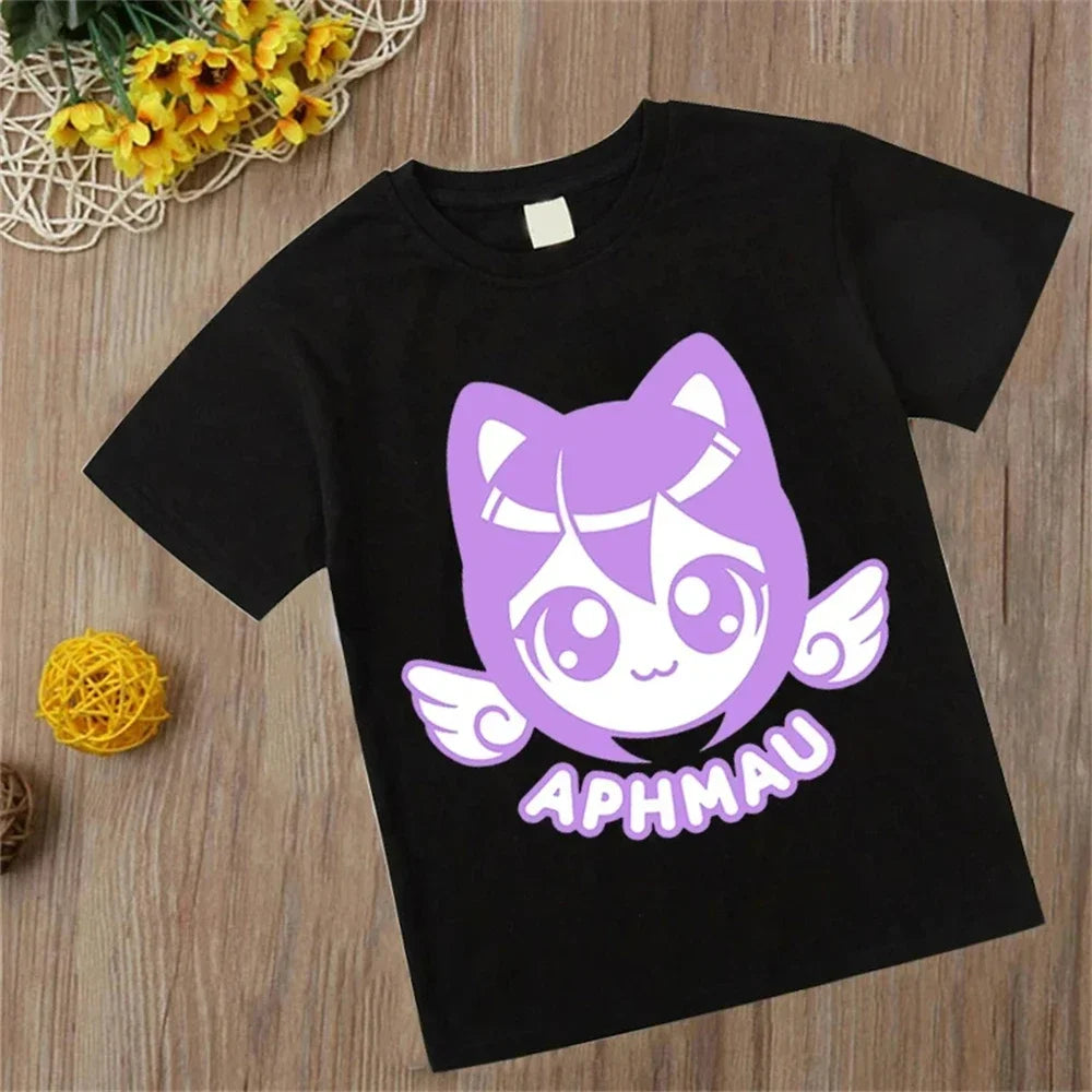 Kids Cotton T-Shirts For Girls Aphmau Printed T-Shirts Boys Outfits Cartoon Anime Girls Womens T-Shirts Cat Print Tops