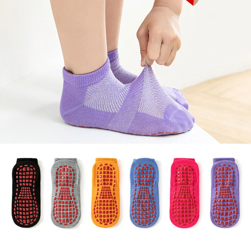 Fashion Solid Children Floor Socks Boys Kids Girls Baby Non Slip Silicone Toddler Socks Breathable Versatile Parent-child Socken