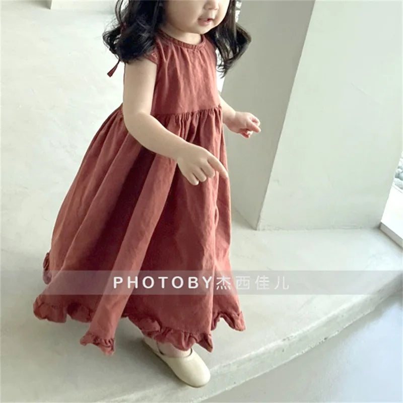 Korean Version of Baby Girl's Summer Dress New Dress Sleeveless Loose Doll Skirt Fashion and Cute Kids Dress