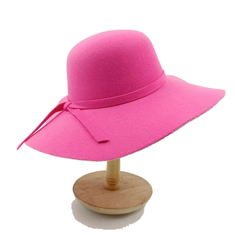Women Hat  Autumn Winter Vintage Floppy Hat Women Elegant Felt Fedora Hat Wide Brim Sun Cap British Style Fedoras Felt Floppy