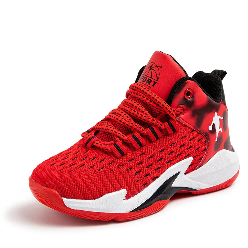 Children‘s Basketball Shoes Non-slip Breathable Basketball Training Sneakers Lace-up Boys Girls Basketball Boots Athletic Shoes