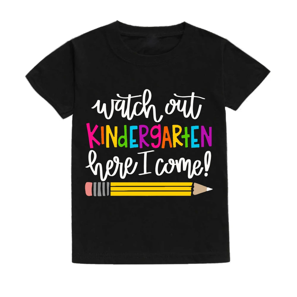 First Day of Kindergarten Kid T-Shirt Girl Boy Clothes Back To School Shirt Preschool 1-5th Grade Child Shirts School Opens Gift