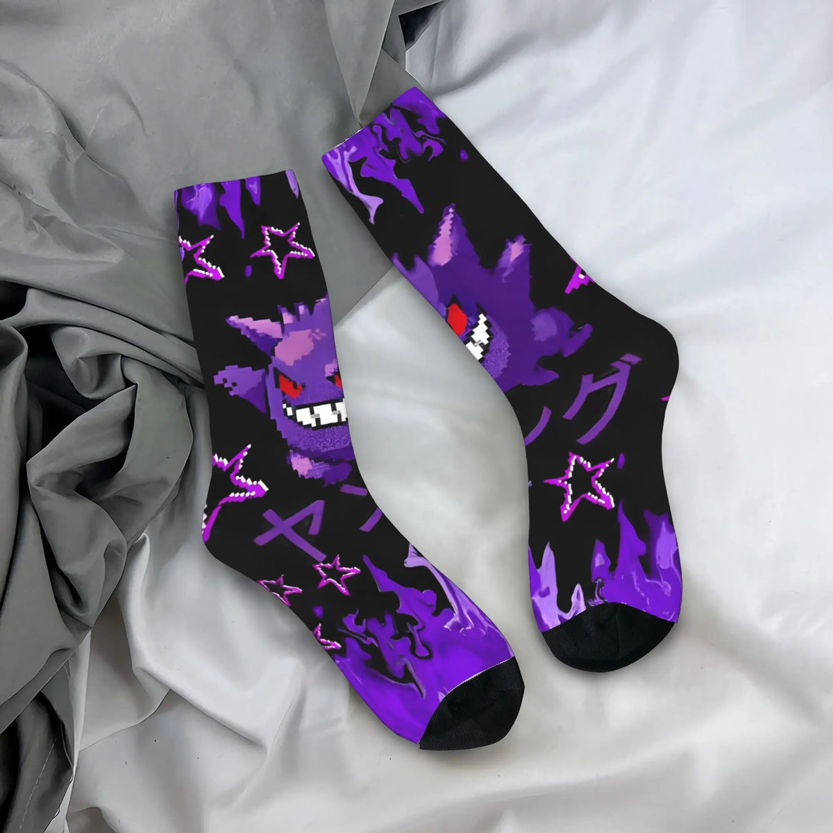 Happy Funny Male Men Socks Hip Hop Pokemons Cartoon Gengar Sock Polyester  Graphic Women's Socks Spring Summer Autumn Winter