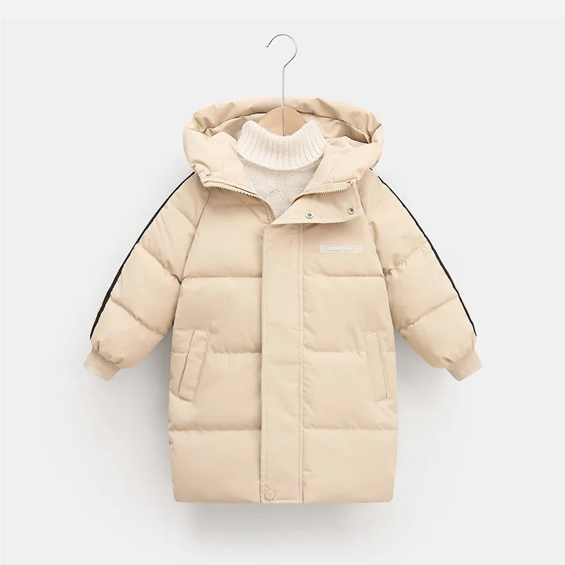 3-10 Years Winter Keep Warm Boys Jacket Thick Solid Color Detachable Hat Hooded Coat For Kids Children Outerwear