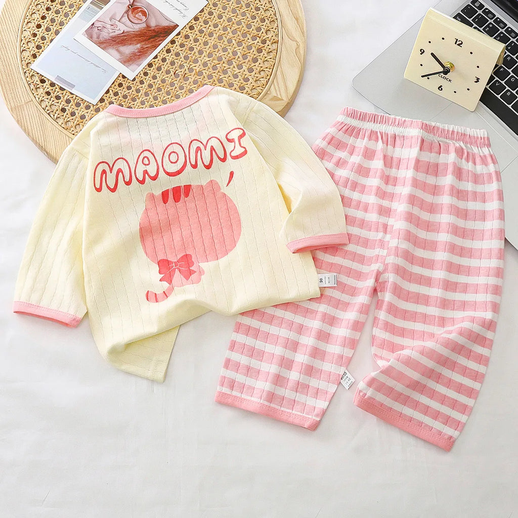 Summer toddler kids boys girls clothes baby sleepwear pants set top+pants suits for children girls boy cloth casual pajamas sets