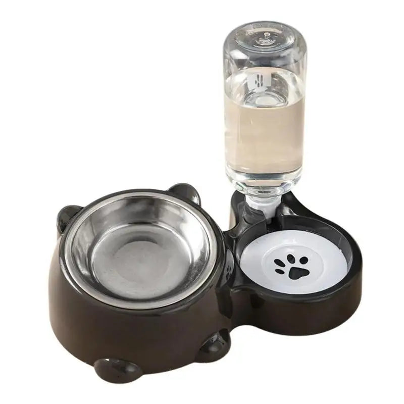 2 In 1 Pet Feeding Bowl Set With Automatic Water Dispenser Non Slip Base For Small Dogs Cats Indoor Daily Feeding Use B.H